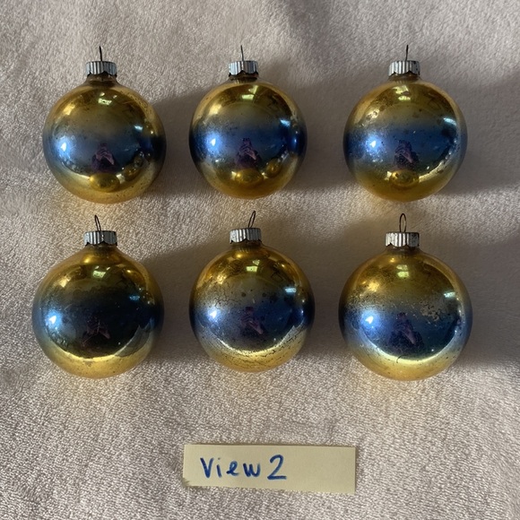 Vintage Shiny Brite Ombré Christmas ornaments Gold Silver Blue - Picture 12 of 16